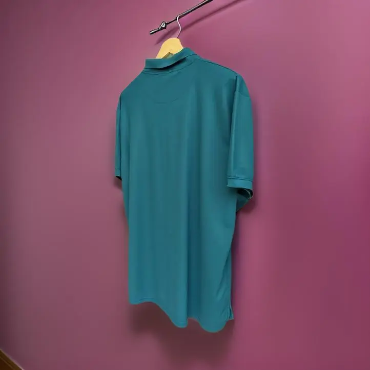 Teal Blue Half Sleeves Polo Tshirt - Image 3